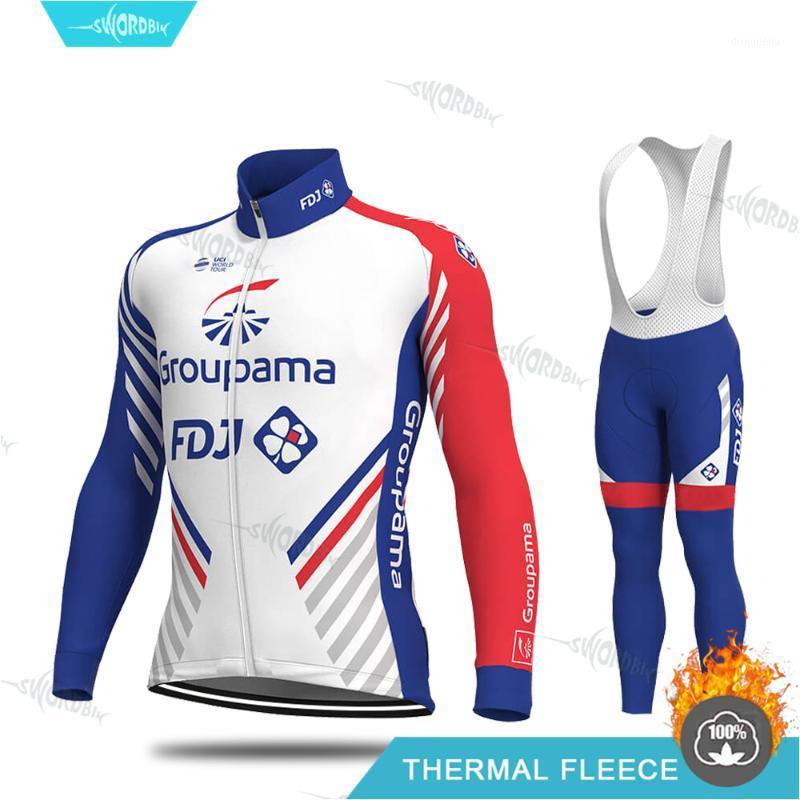 

Pro Team Cycling Jersey Set Men Bike Clothing Winter Long Sleeve Thermal Fleece Race Uniform Warm Jacket Suit MTB Sweatshirt Kit1, Bib cycling set