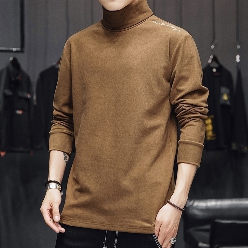 

Turtleneck men sweater loose long sleeve men's autumn outfit in the fall and winter of fleece 201201, Army green