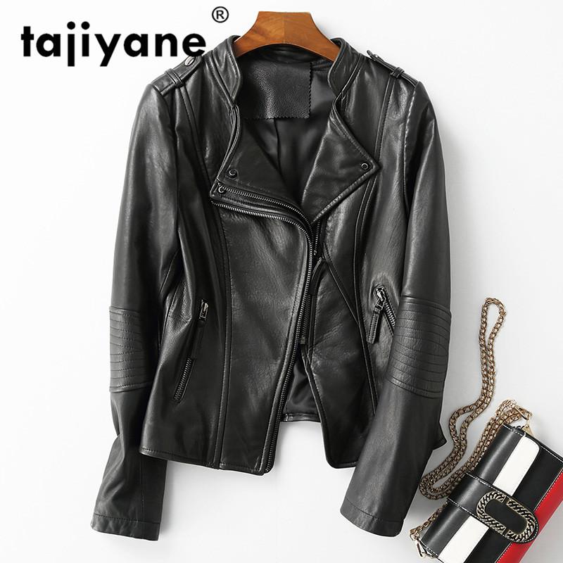 

100% Real Genuine Leather Jacket Women Winter Jacket Women Sheepskin Coat 2020 Korean Short Moto Coats Clothes YK-8668 WPY70, Black