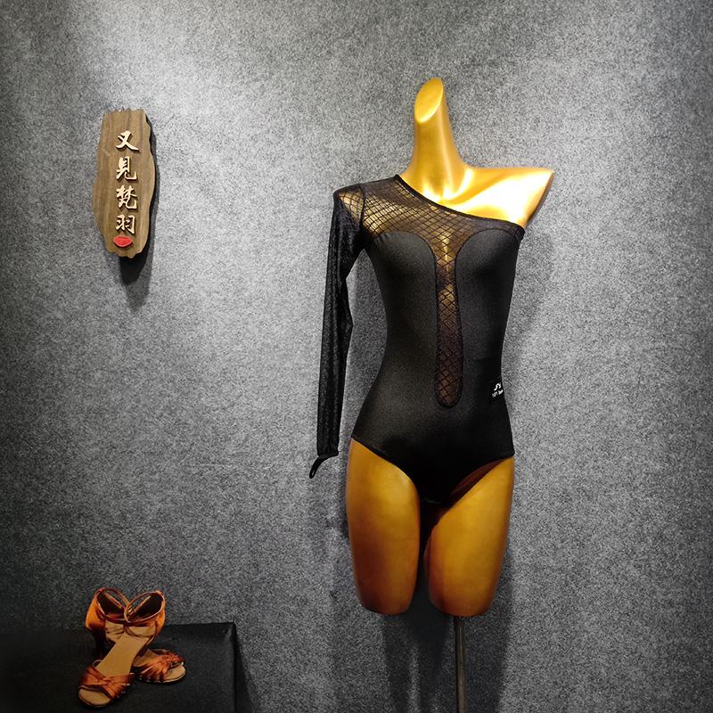 

dance dress for female adults new one-piece dress slant shoulder long sleeve one-piece dance T039, See chart