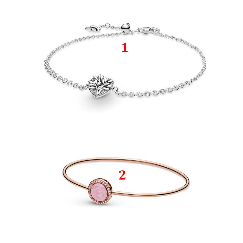 

Genuine S925 Sterling Silver Fit Pandora Bracelet New Product Love Heart Pink Pattern New Bracelet DIY Bead Love Heart Blue Crysta Charm For, Black