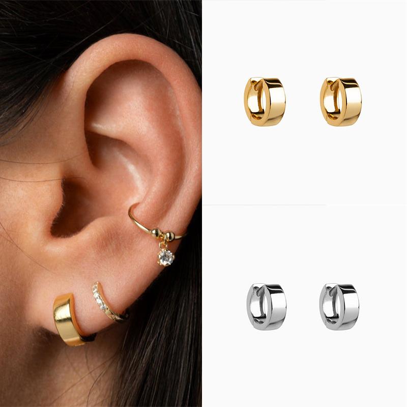 

Minimalist 925 Sterling Silver Hoop Earrings Fine Jewelry Small Punk Earrings For Women Girls Party Gifts pendientes W3