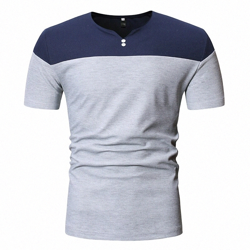 T-shirt Hommes Color Block V tanou Couillé Quotidien Patchwork Housses à manches courtes Mode léger Mode Light et Tall Sports Blanc Noir Gris C2n