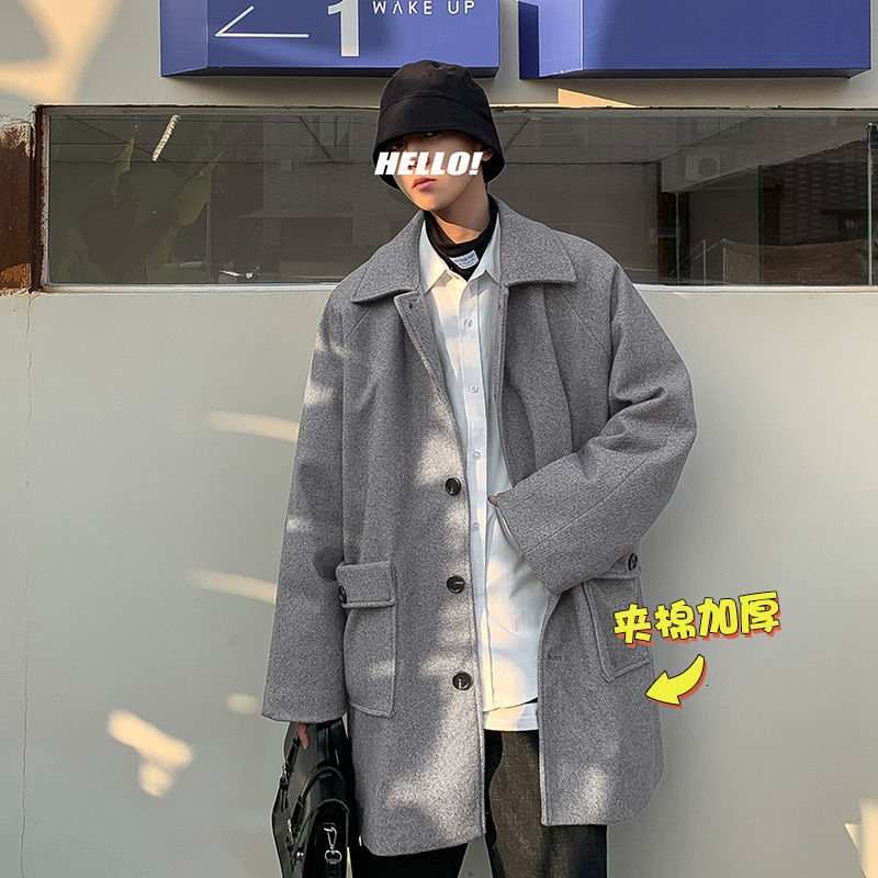 

2021 Men's Spring Thin New Mid-length Jacket Young Male Clothes 7S4C, Gray.