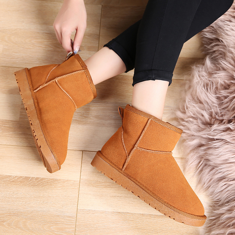

luxurys designers shoes leather snow boots womens winter warm plush womens high boots lovers bread shoes leather cotton sh, Black