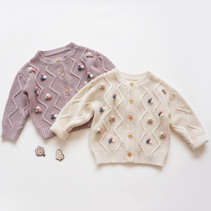 

hand made cute beans decor girl winter sweaters toddler kids baby knitted wear pullover fall children's clothes, Beige