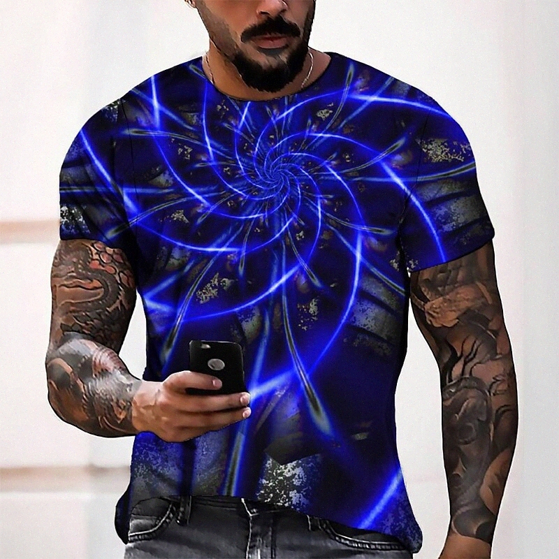Men's Tee T shirt 3D Print Graphic Round Neck Casual Daily 3D Print Short Sleeve Tops Fashion Designer Cool Comfortable Blue h0np#