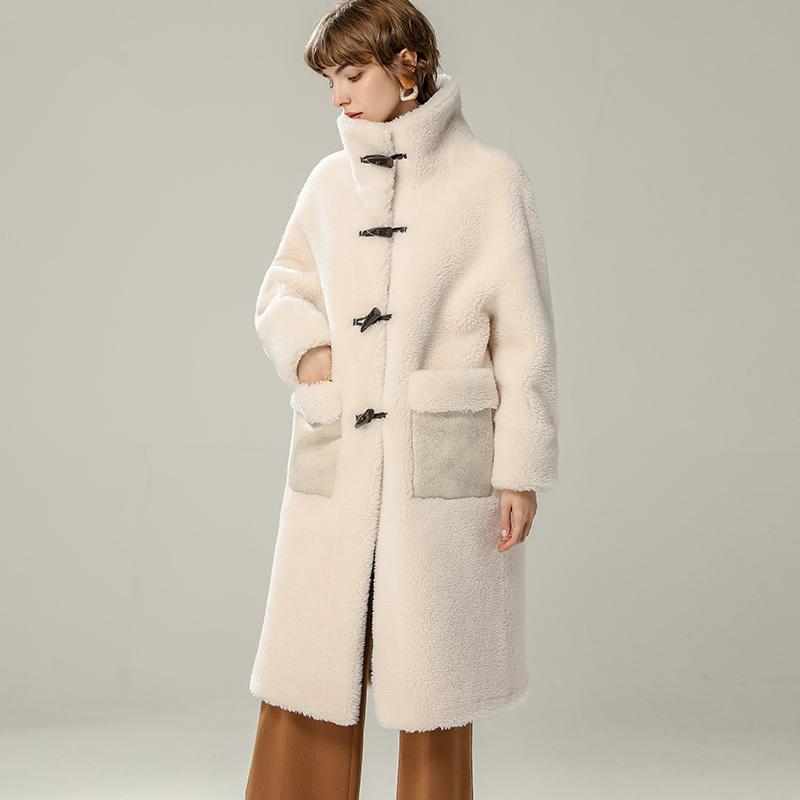 

New Winter Real 2020 Fur Coat Women Long Korean Women' Fur Jacket Loose Shearing Womens Jackets and Coats HYA9831 KJ3506, White