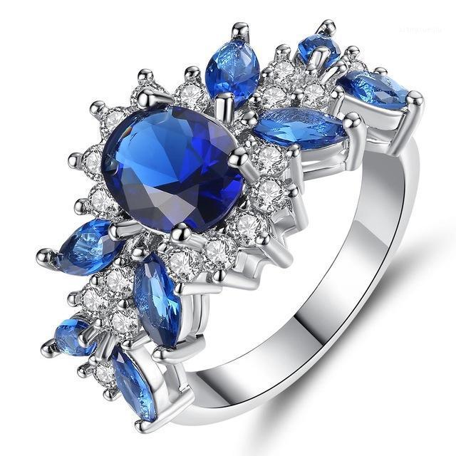 

Cluster Rings Trendy Micro Pave Cubic Zirconia White Gold For Women Jewelry Party Decoration, Golden;silver