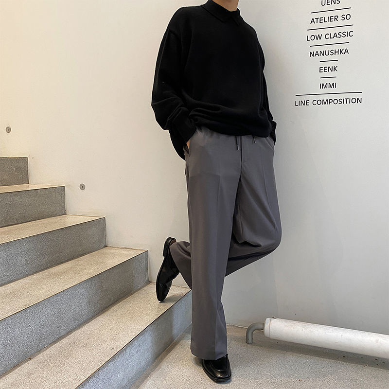 

Male Autumn 2021 Thin New Collar Sweater Clothing FJJE, Black