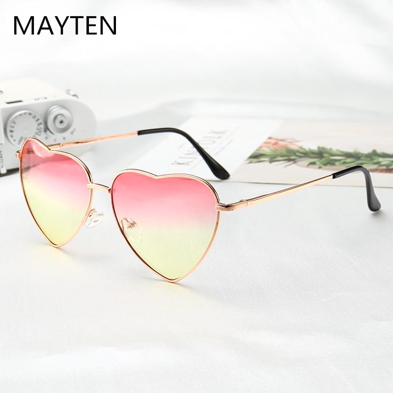 

Sunglasses Ladies Heart Shaped Metal Women Brand Designer Fashion Rimless LOVE Clear Ocean Lenses Sun Glasses Oculos UV400