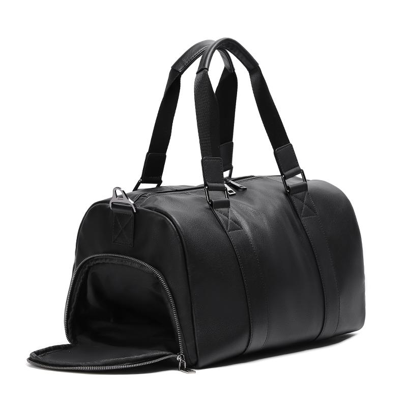 

Big Capacity Genuine Leather Travel Bags Men Women Soft Black Cowhide Casual Travel Duffel large luggage Weekend Shoulder bag