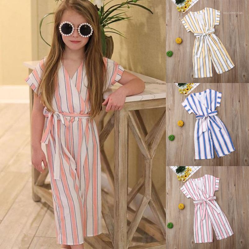 

Summer Toddler Baby Girl Clothes Sleeveless Striped Belt Romper Jumpsuit Summer Outfit Sunsuit Casual Clothes 20201, Blue