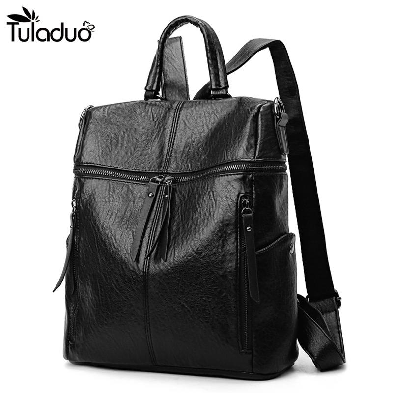 

2021 New Hot S Women PU Backpacks For Women Vintage School For College Girl Travel Bag Simple Style Mochila Santoro Escolar, Brown1