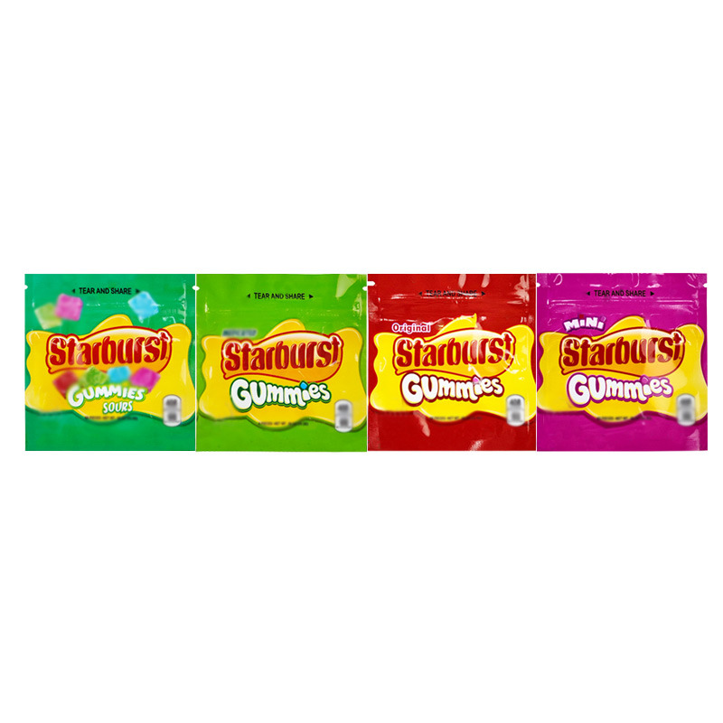 

Starburst Gummies Mylar Bag 408mg Empty Edibles Package Zipper Storage Pouch for Dry Herb Flower Retail Packaging