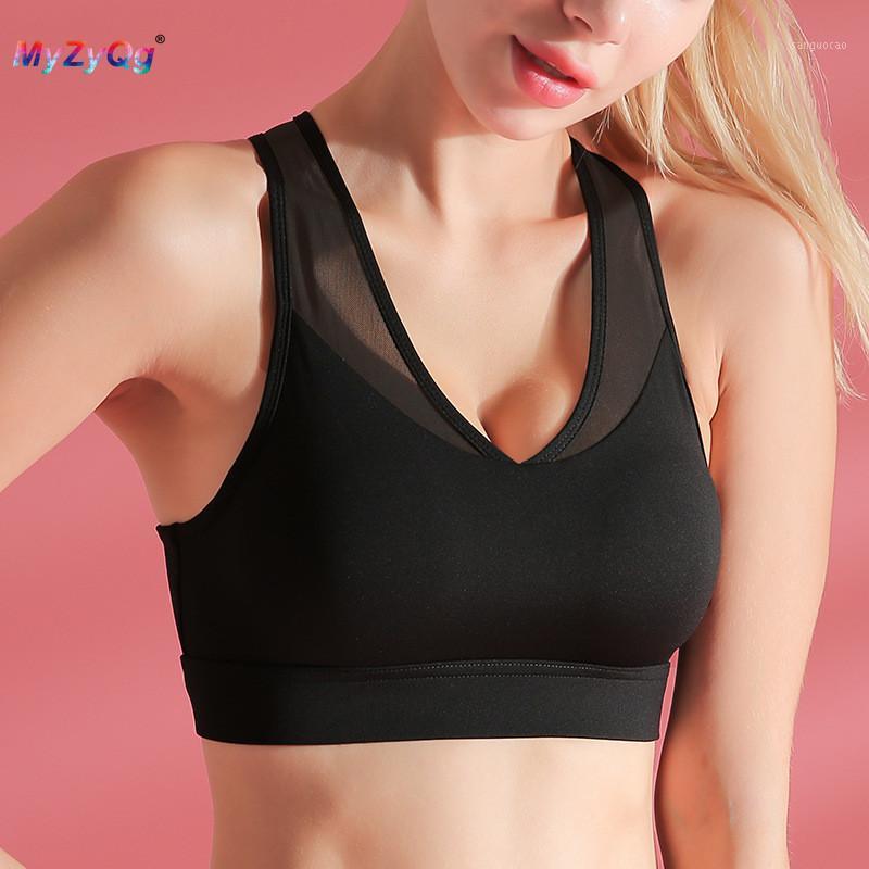 

Women Sports Yoga Bras Mesh Gauze Stitching Running Bra Gym Fitness Tank Ladies Shockproof Beauty Back Workout Tops1, Black