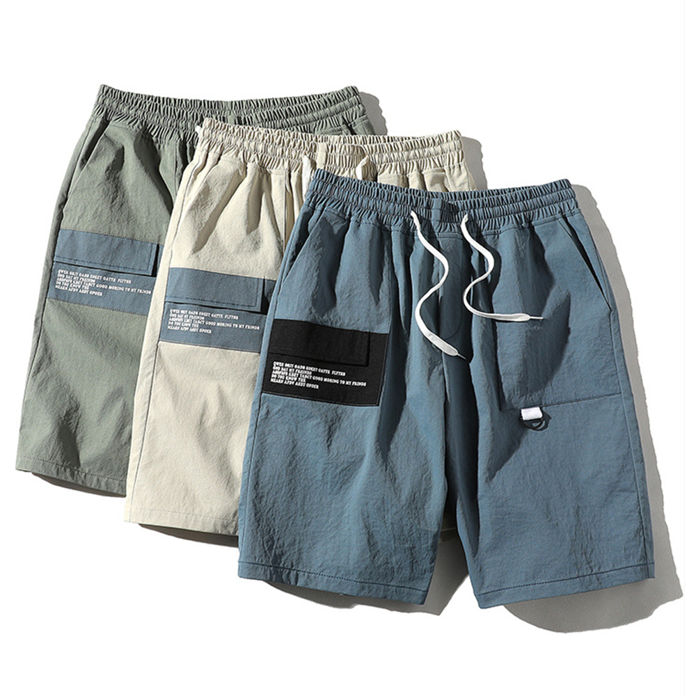 

Fashion Men Shorts Casual Big Size Sport Baggy Shorts with Pockets Cargo Streetwear Sweatpants Spodenki Mens Half Pants, Beige