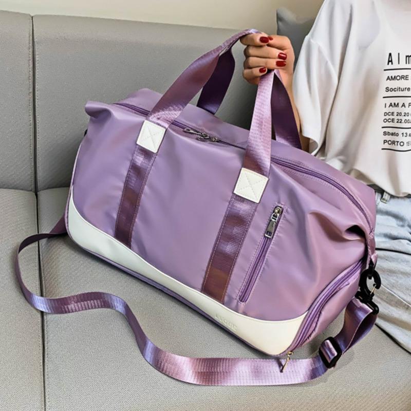 

Women Travel Bags Organizer Duffle Nylon Weekend Bag Large Capacity Swimming Fitness Exercise Waterproof Luggage Bag Gym Tote, Black