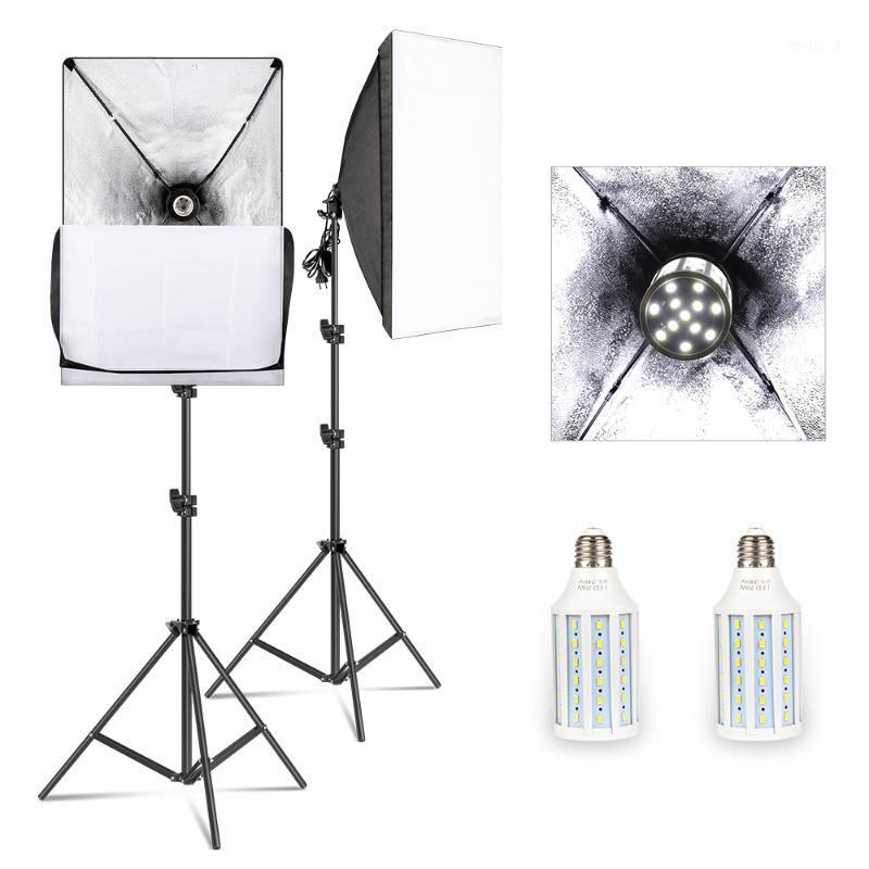

Softbox Lighting Kit Professional Studio Continuous Equipment with 20W LED 5500K E27 Socket Light for Photography1
