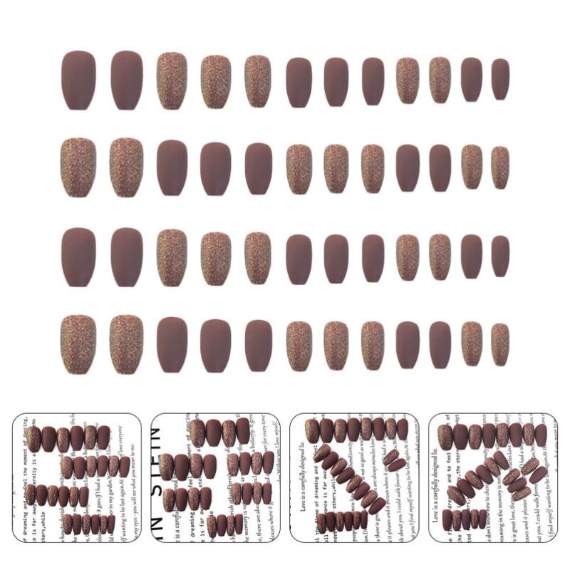 

2 set/48pcs Nail Art Fake Nails Ballet Tips Press on Nails Artificial False Nail, As shown