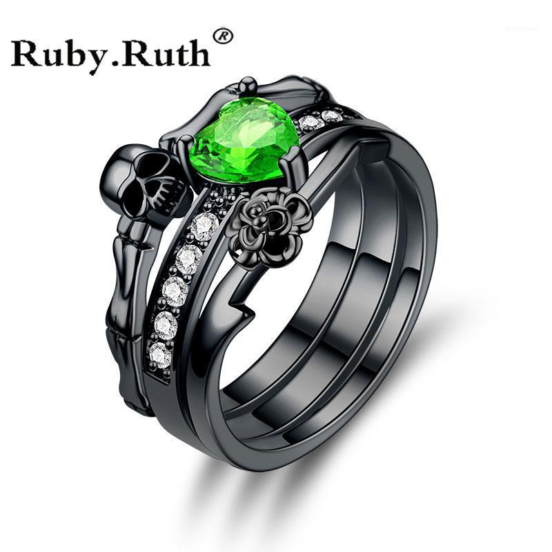 

Punk Skull Red Green CZ Promise Ring for Women Fashion Wedding Valentine's Day Jewelry Gift Dropshipping1