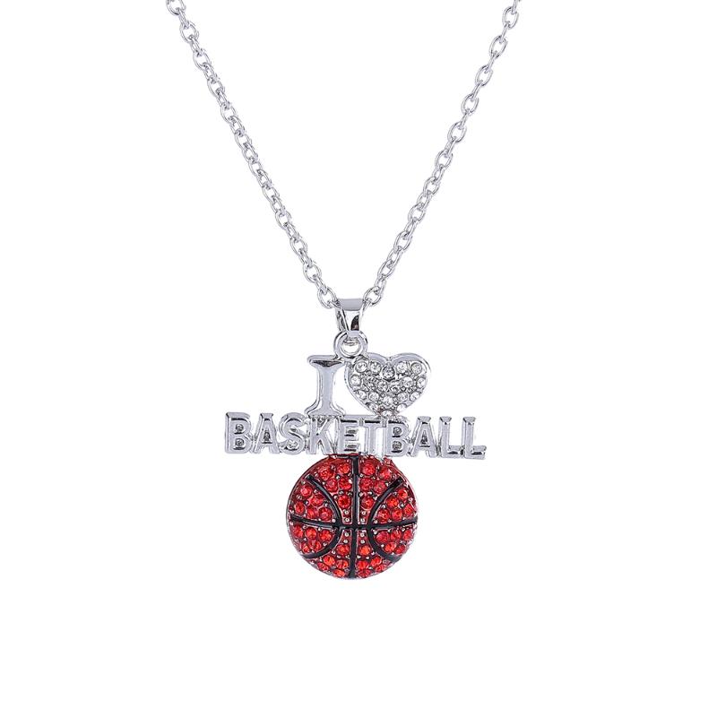

Lureme Silvertone Crystal I Love Basketball Pendant Necklace, 18"(nl005563-1
