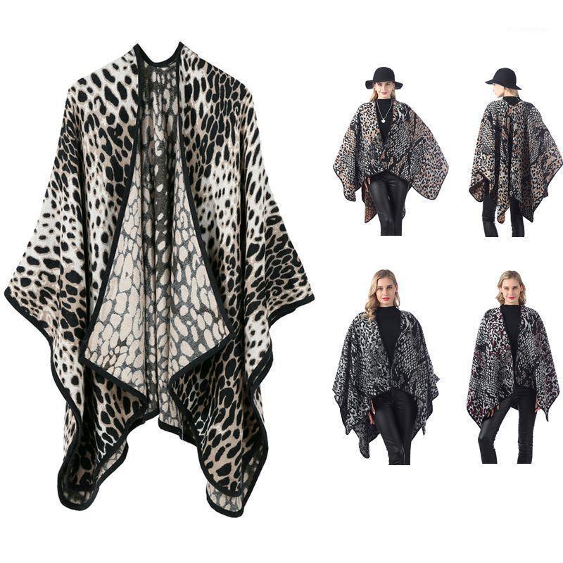 

Winter 2020 Thickened To Keep Warm Popular Classic Open Fork Leopard Print Shawl Female Cashmere Feel Cape Travel Cape .1