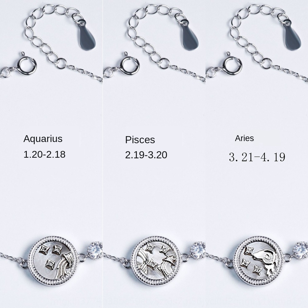 

Twelve constellations baimubei bracelet Qixi lovers Bracelet men and women S925 pure silver ins small group design boudoir jewelry n4Aox n4A