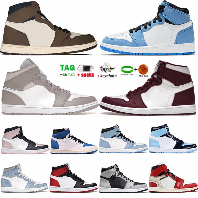 

1 High og Basketball Shoes Brotherhood University Blue Dark Mocha Bordeaux Heritage Banned Bred Toe Patent Men Women Sports Sneakers Trainers 36-47 retors, Without box-2