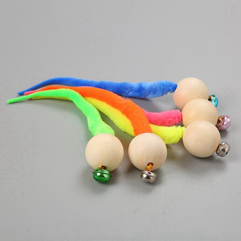 

Simulative Worm Interactive Teaser toys Interactive Teaser Cat Toys Pet Ball Head Plush Tail Toy with Bell