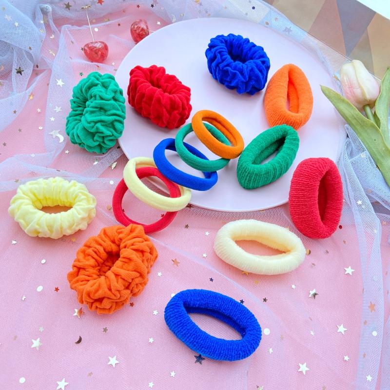 

15-Piece Ins Girl's Heart Candy-Colored Hair Band Color Hair Band Ponytail Rubber Korean-Style Net Red Ribbon Headdress