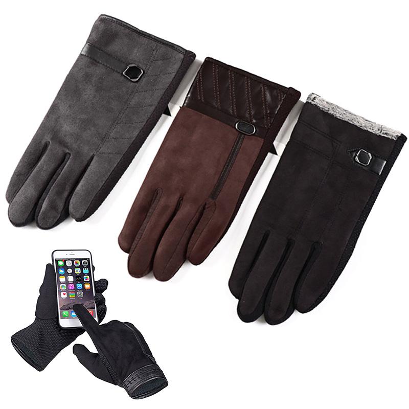 

Men's Winter Gloves Warm Thicken Suede Touch Screen Gloves Plus Velvet Driving Outdoor Windfproof Riding Business Mittens
