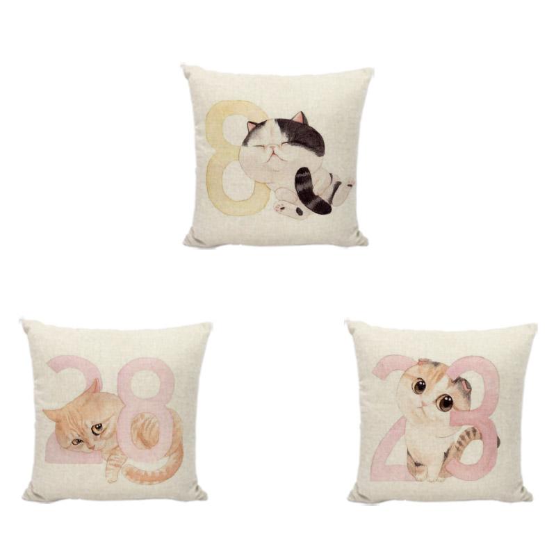 

New Design Small Fresh Style Letter Cat Pillowcase Enjoy Sleeping Living Room Sofa Dormitory Office Car Decoration Cushion Cover