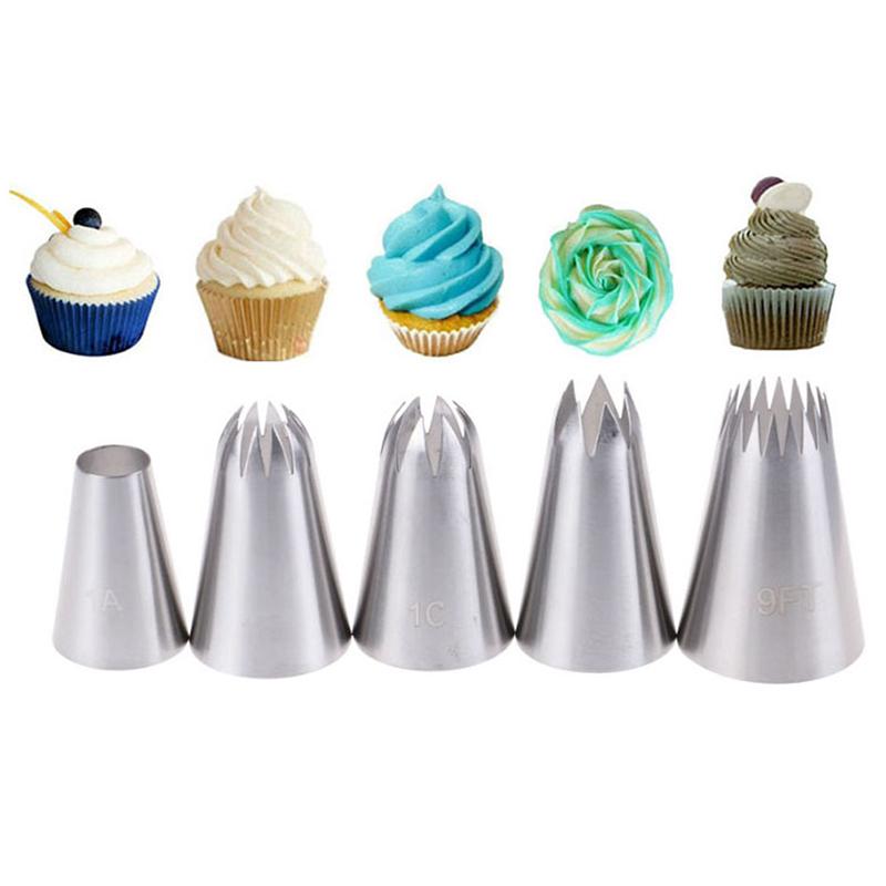 

5pcs Large Russian Icing Piping Pastry Nozzle Tips Cake Decorating Tool Nozzles