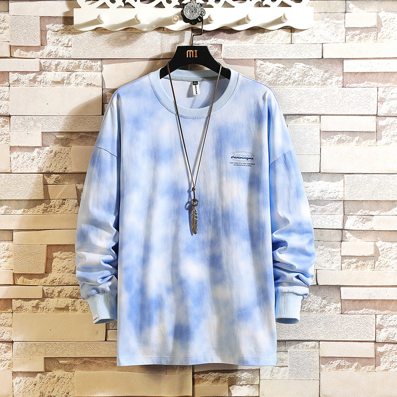 

2021 New Manna tie dye sweatshirt 2021 spring hip hop casual male tie-dye streetwear clothes J7ZH, Blue