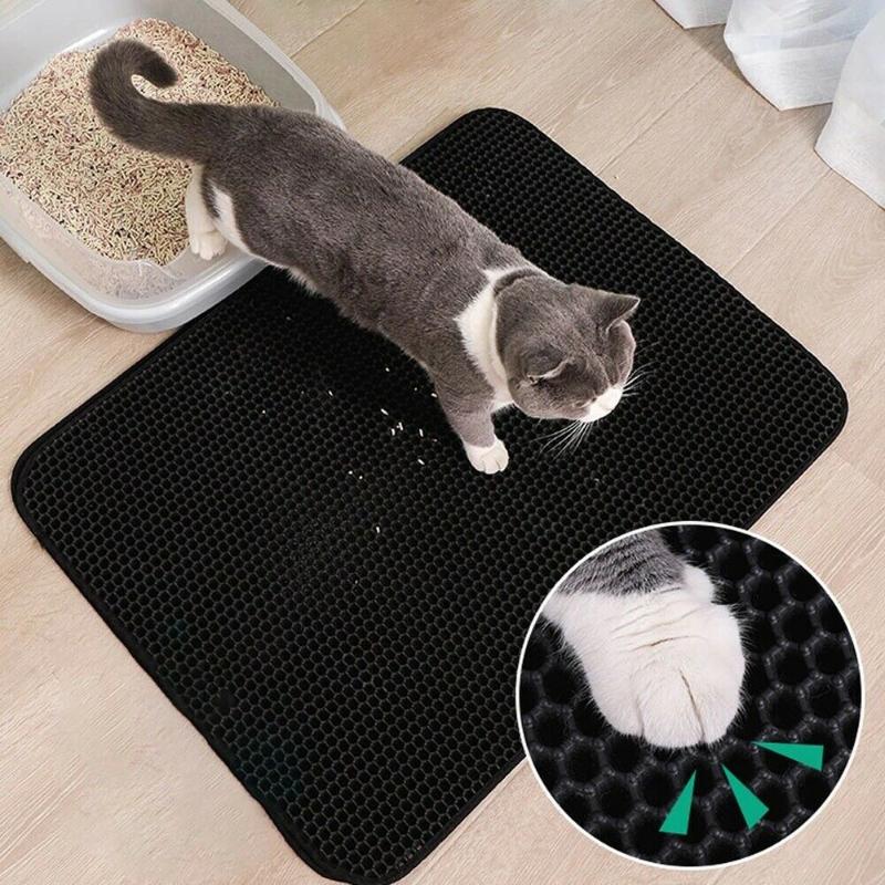 

Waterproof Pet Cat Litter Mat Foldable EVA Double-Layer Cats Mat Bottom Non-slip Pet Litter Cat Layer Catcher