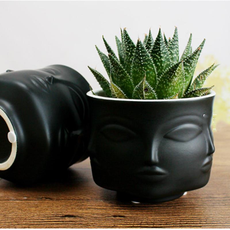 

Faceted Face Flower Pot Holder Modern Ceramic Flower Vases For Homes Decoration Accessories Tabletop Planter Bonsai Decoration