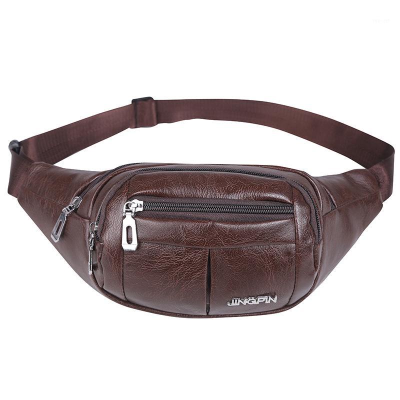 

PU Leather Sports Waist Pocket Casual Outdoor Breast Bag Men's One-shoulder Bag Multi-functional Stiletto1, Black