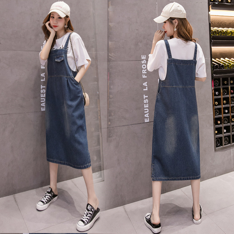 

2021 New Plus Size 5xl Women Spring Autumn Spaghetti Strap Jeans Es Loose Casual Long Denim Sun Overalls Y287 Cdms, Blue