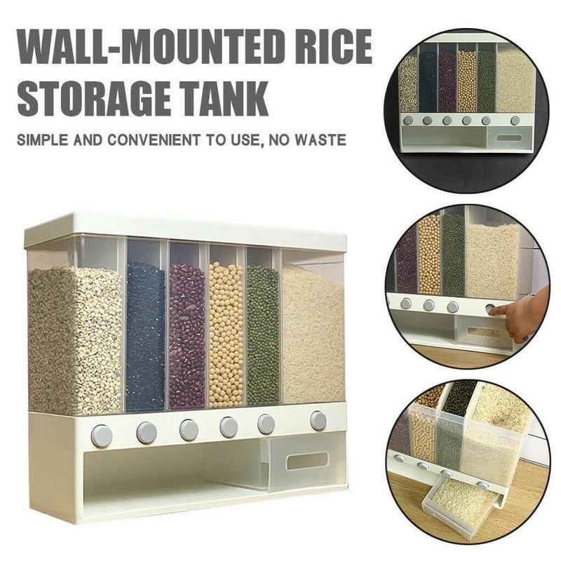 

Wall-mounted Dry Dispenser Press Cereals Dispenser Kitchen Storage Container For Cereals