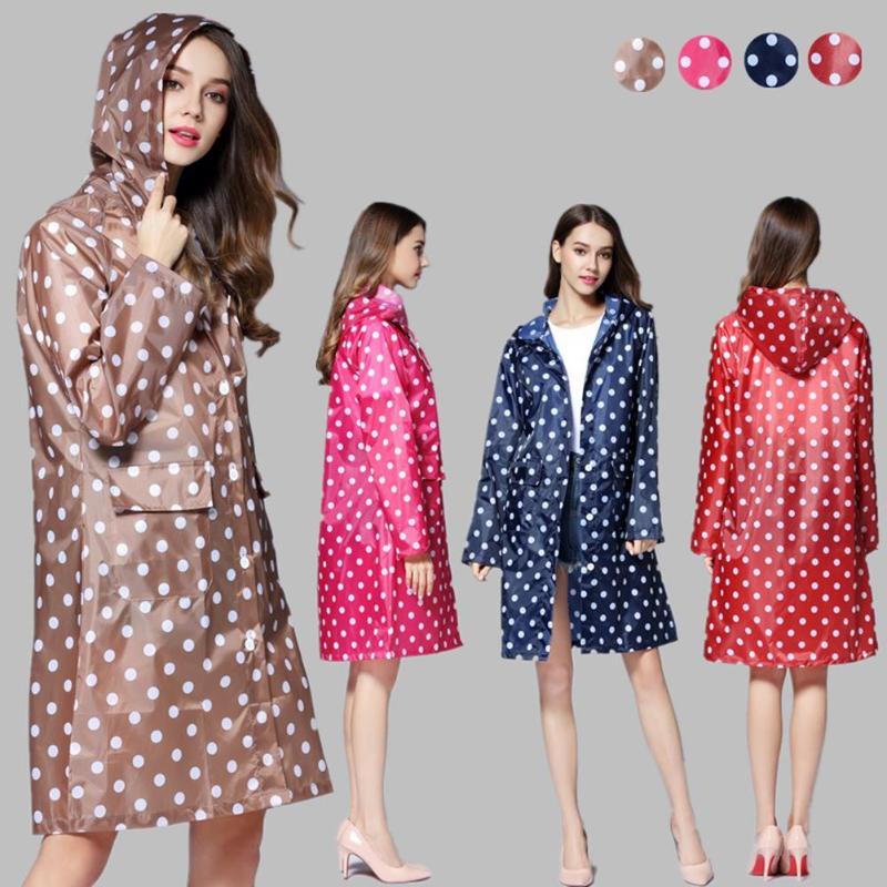 

Fashion Cute Dots Raincoat Women Poncho Waterproof Rain Wear Outdoor Coat Jacket