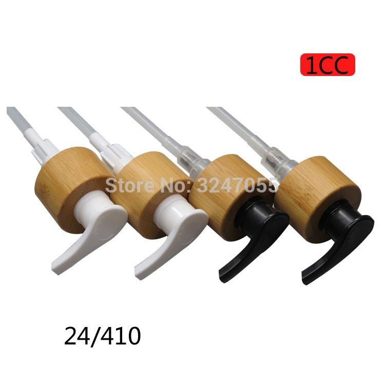 

24/410 Black/White Bamboo Pressed Pump Head Cap for Cosmetic Lotion/Emulsion Bottles, Bamboo Pump Lid for Shampoo Bottles