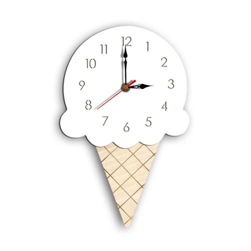 

Wood Wall Clocks Home Decor Cartoon Modern Wood Wall Clock Nordic Style Ice Cream Silent for Home Living Room K507