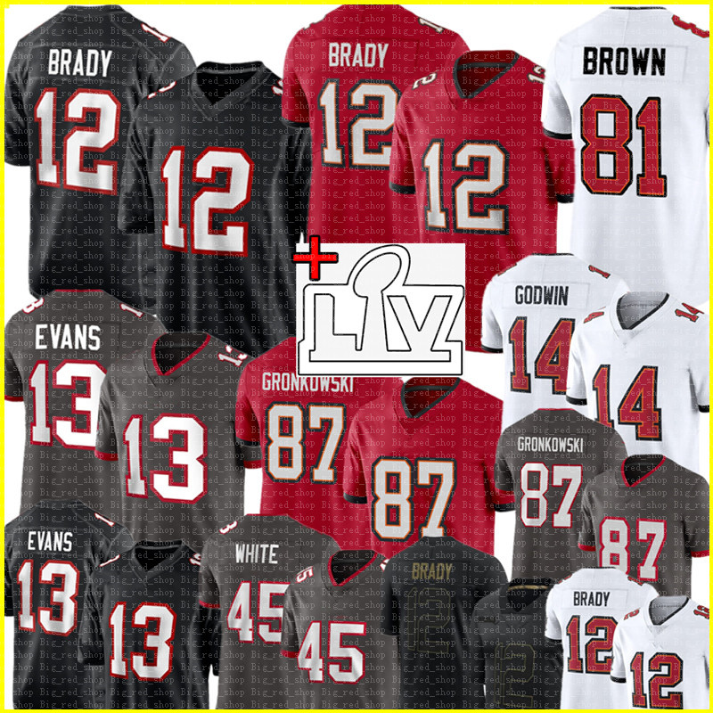 

#12 Tom Brady Jersey Rob Gronkowski Mike Evans Jersey Chris Godwin Devin White Leonard Fournette Ronald Jones II Football Jerseys 87 13, Mens {haidao}