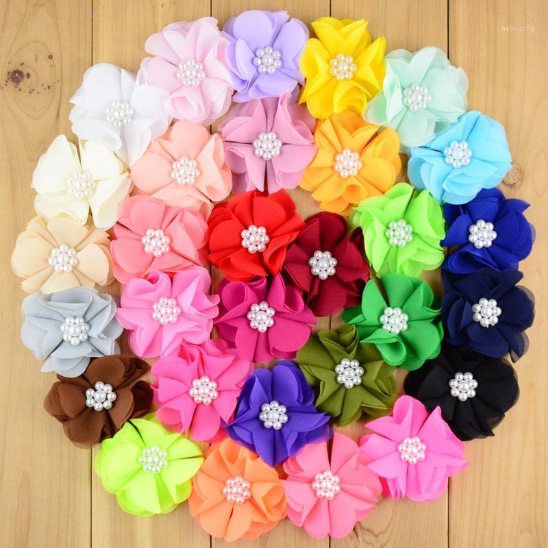 

Hot Sale 40pcs/lot 7CM Chiffon Flower Fabric Flowers For Headband DIY Hair Accessories LSFB0571