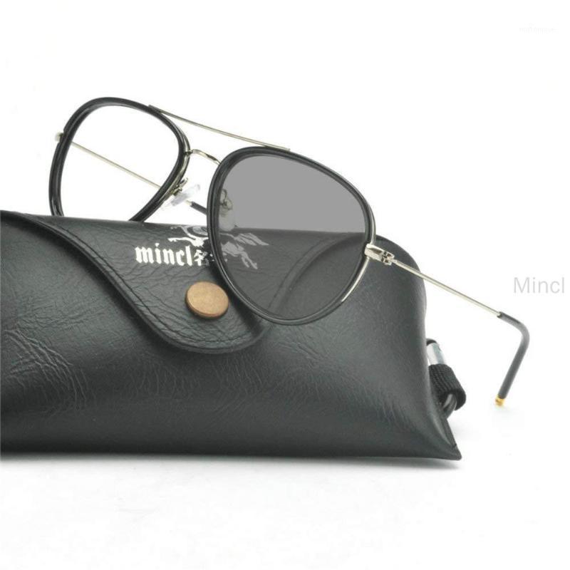 

MINCL/women Fashion Oversized High-Quality Business Men Pilot Large Frame Photochromic Reading Glasses with box FML1
