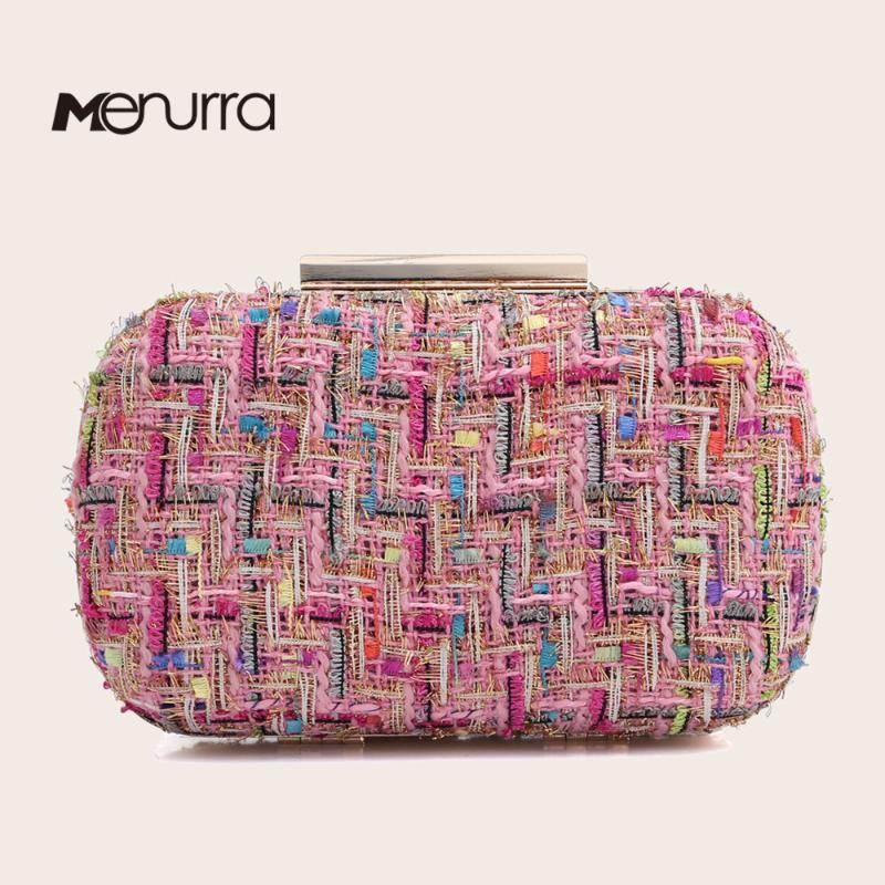 

Women's Clutch Bag Quilted Clutch Purse Luxury Handbag Wool Evening Bag Wedding For Bridal Shoulder, Rose