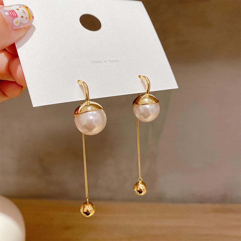 

2021 New Trend Pearl Tassel Pendant Dangle Earrings For Women Jewelry Temperament Elegant Earring Bijoux Girl Party Wedding Gift