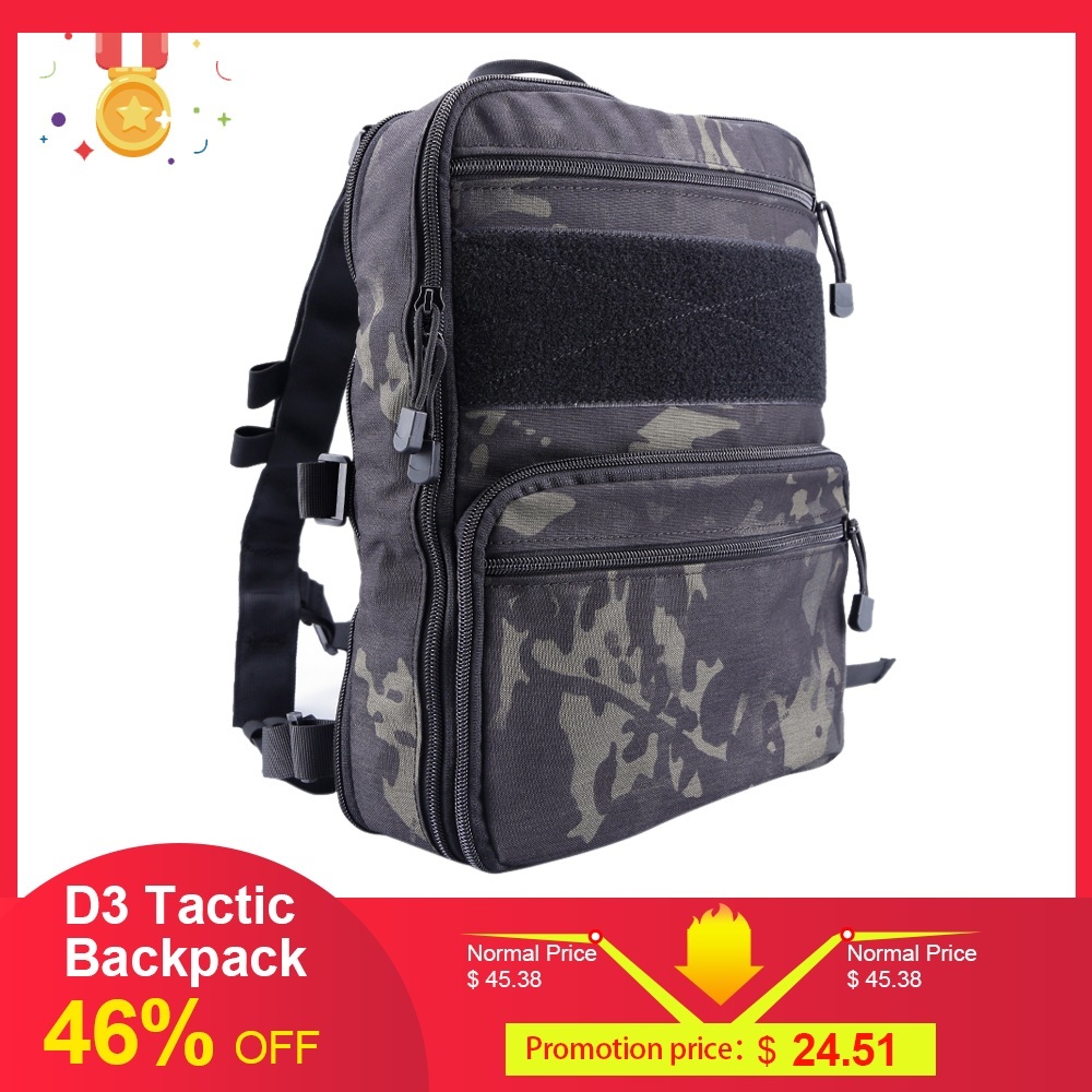 

OutdoorRunning Bags bolso D3 Flatpack Tactic Backpack Hydration Gear Pouch Travel Bag Pack Hunting Military Tactical backpack F1221