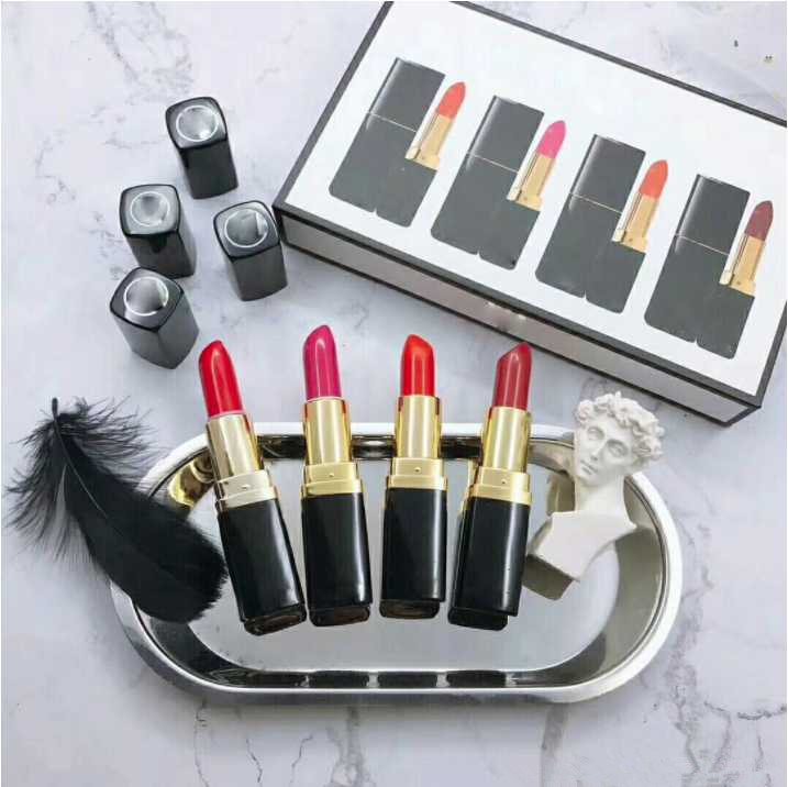 

In Stock Fast Ship Makeup Lipsticks Set 4pcs Long Lasting Waterproof Lipstick Set with Gift Box for Women Cosmetics, Mix color